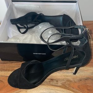 Nine West black double strap heel